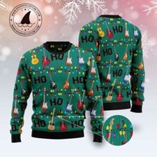 Electric Guitar Hohoho Ugly Christmas Sweater, Guitar Lover Holiday Xmas Sweater