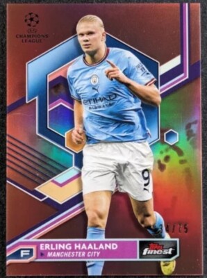 2022-23 Topps Finest UEFA ERLING HAALAND 34/75 Rose Gold Refractor Man ...