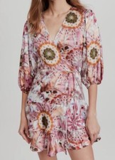 $396 Alexis Women's Pink Lucine Wrap Dress Size S