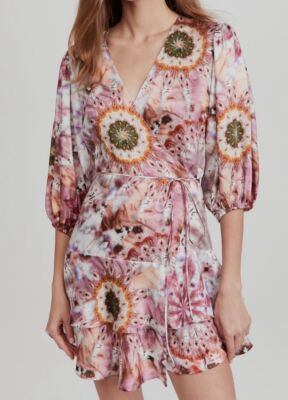 $396 Alexis Women's Pink Lucine Wrap Dress Size S