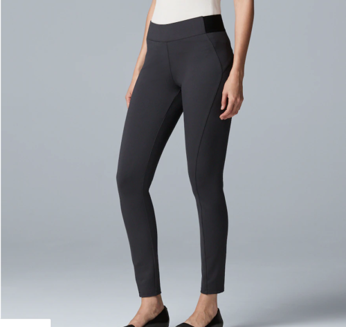 Simply Vera Wang Luxury Scuba Skinny Pull On Black dress pant career  stretchy L | eBay