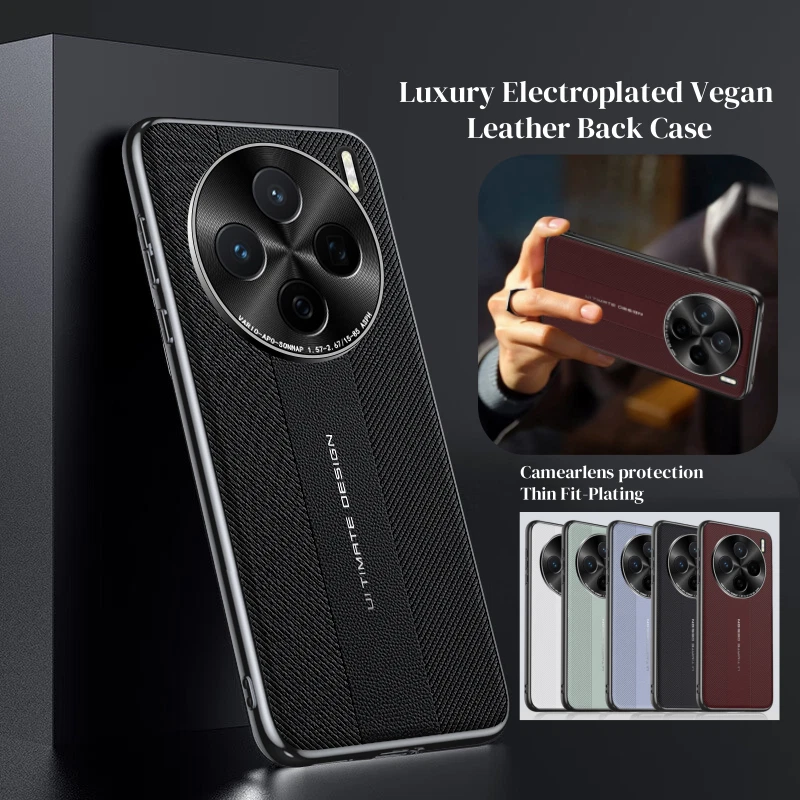 Plating Vegan Leather Back Case For vivo X200 Ultra X300 X200 Pro