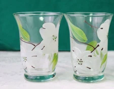 Federal Glass Dogwood Juice Glasses Hand Painted Set of 2
