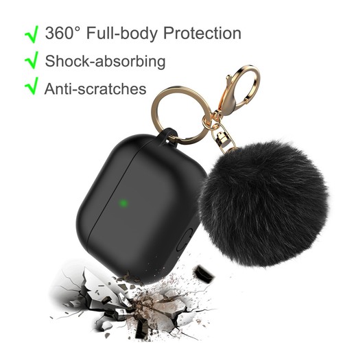 For Apple AirPods 3 Cute Silicone Case Soft Charging Cover w/ Keychain Fur Ball - Picture 6 of 36