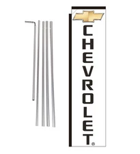 Chevrolet Dealership 15' Advertising Rectangle Banner Flag Kit with pole+spike