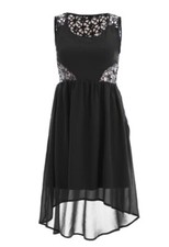 Alexandra Collection Dance Size S Black Dress Mesh Sequin Lace Asymmetric Hem