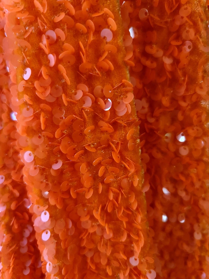Terciopelo Elástico Lentejuelas Naranja 2 Vías Elastizado Tela Terciopelo Vendido por Yarda Ropa  Foto 4 de 4