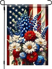 4th of July Patriotic Garden Flag 12x18 Double Sided, Small Burlap Summer Indepe