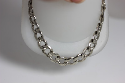 925 Sterling Silver Curb Link Bracelet With Designs 9.25