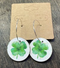 St Patrick  s Day Dangle Earrings Decoupage On Wood