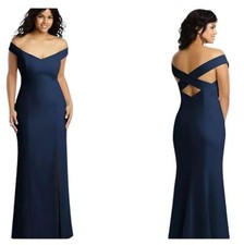 NWT Dessy Collection Dress Criss Cross Back Trumpet Gown Navy Blue 14