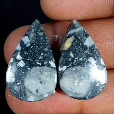Natural Marvelous Maligano Jasper Pair Pear Cabochon 33.00Cts. Loose Gemstone