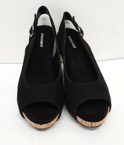 Sandalias de tacón de cuña negras Graceland para mujer Reino Unido 3/eu 36 | ref brs# - Imagen 3 de 9
