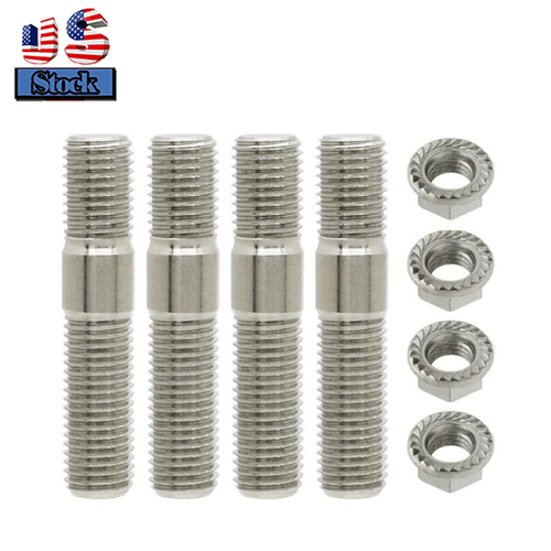 10mm Exhaust Stud & Lock Serrated Nut M10x1.25 Pack of 4 Stainless Studs Nuts - Picture 2 of 10