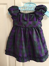 Chaps by Ralph Lauren Preppy Holiday Plaid Dress Green Purple 3 Months Excellent