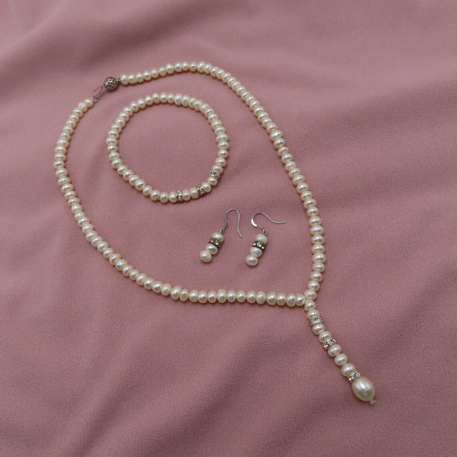 Vintage Necklace Bracelet Earring Set Sterling Si… - image 5