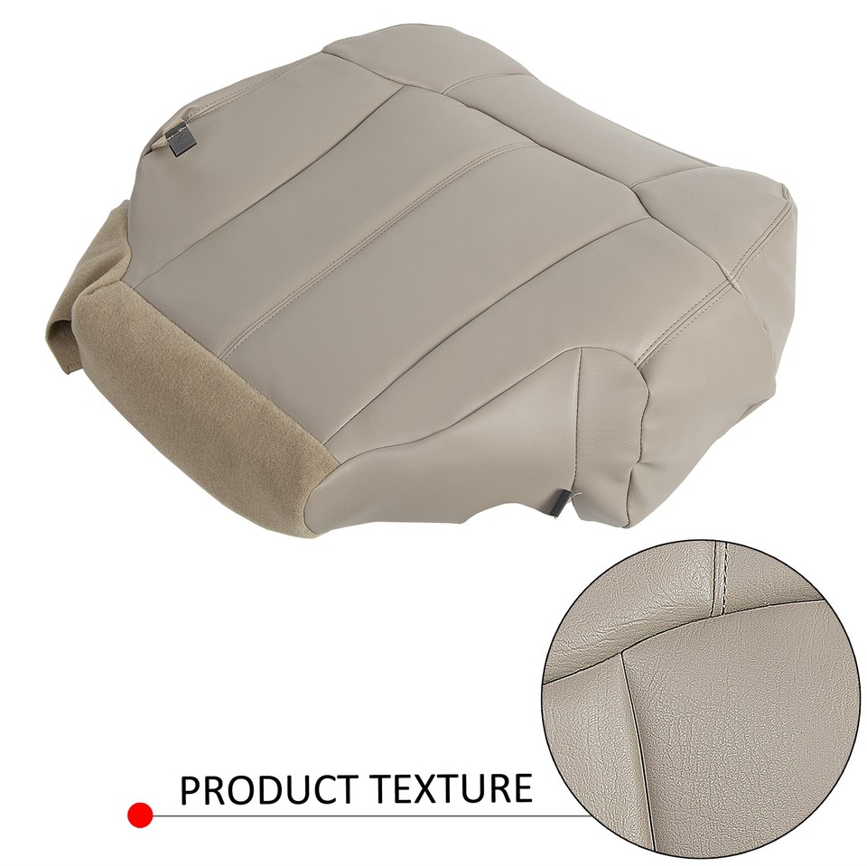 US Auto Nation Driver Side Bottom Leather Seat Cover For 2000-2002 Chevy Tahoe – Shale Tan, Heated & Power Seat Compatible
