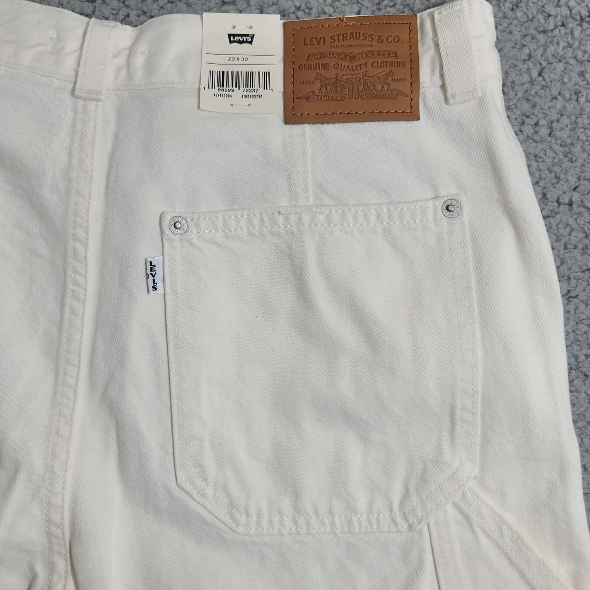 New Levi's Utility Jeans Women's White Denim Loose Straight