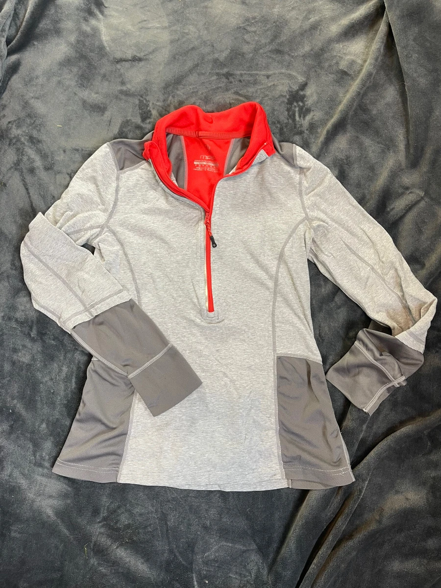 Mondetta performance gear half zip jacket MPG Small Womens Gray Striped  Orange