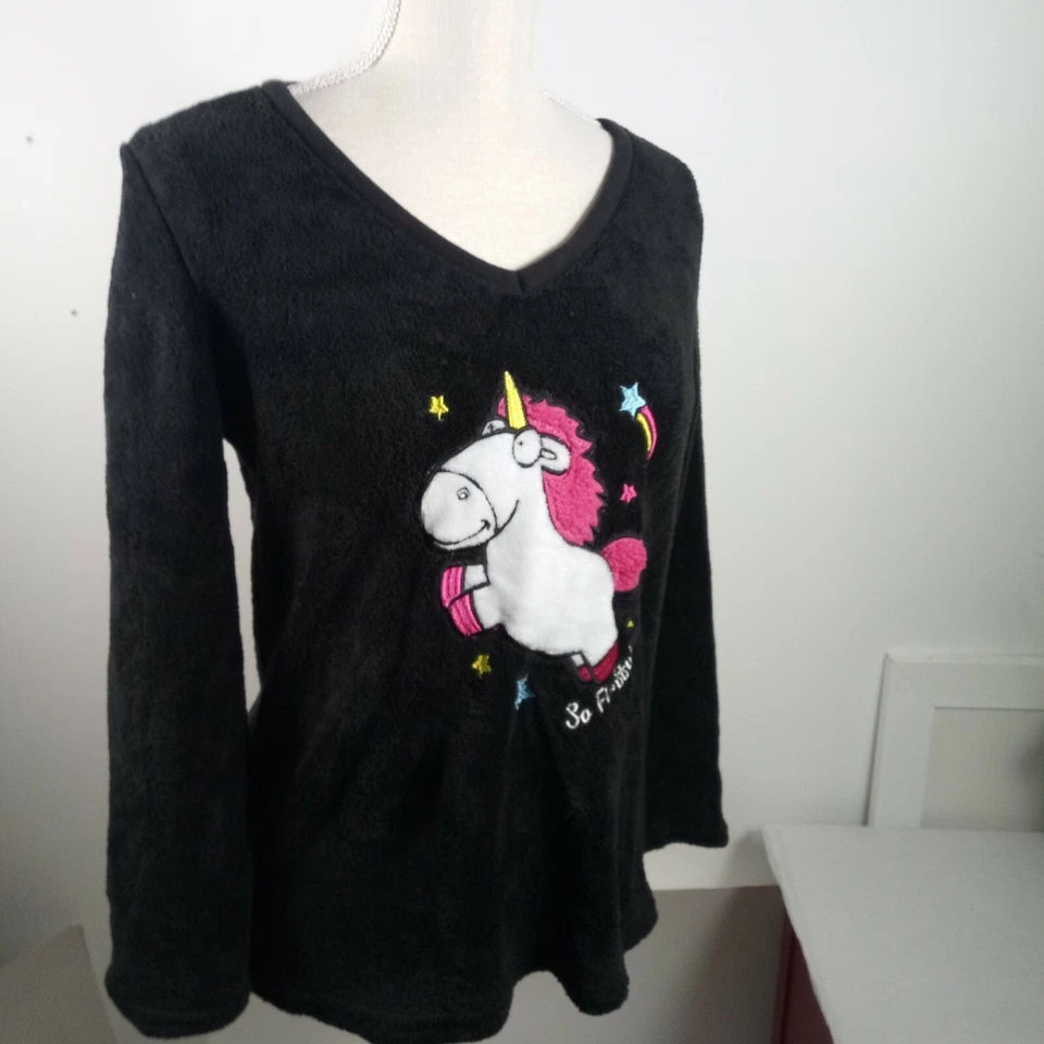 Prendas para dormir Despicable Me 3 Unicorn XS 0-2 polar negro manga larga cuello en V  Foto 2 de 4