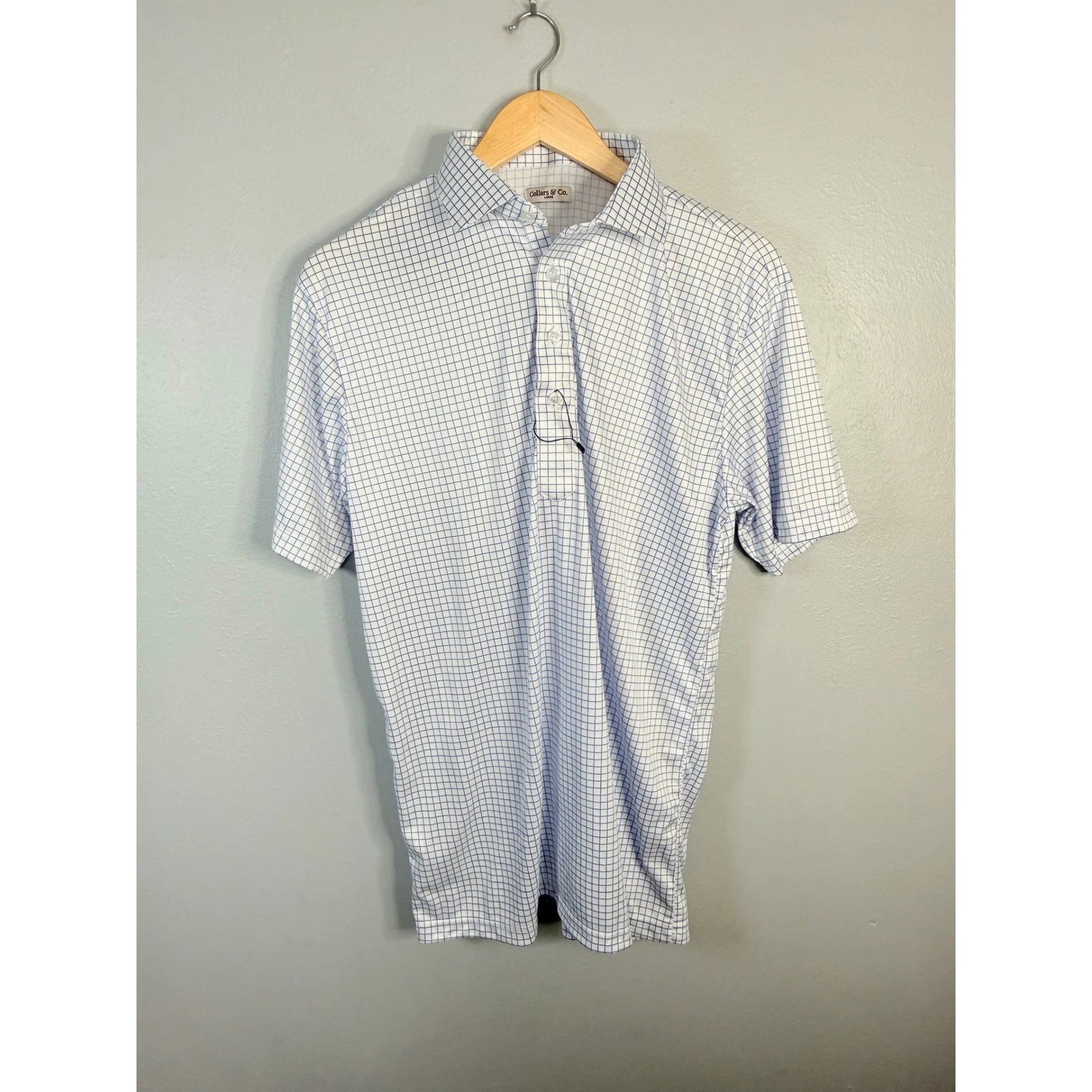 Collars & Co Mens Dress Collar Polo Shirt Short Sleeve White Large