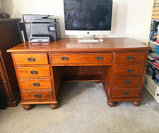 Beautiful solid Teak desk from Singapore. Metal handles. Sadly downsizing.