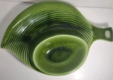 Florence Ceramics Serving Dish Pasadena Calif Leaf Divided Vintage MCM Bowl Grn