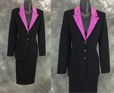 BEAUTIFUL St John evening knit jacket black purple rhinestones suit blazer 2