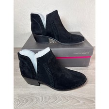Vince Camuto Presita Black Suede West Block Heel Ankle Bootie Women's 7.5- NIB