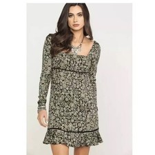 NEW Free People Bohemian long sleeve side zip ruffle bottom Mini Dress sz 0