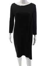 Lanvin Womens Long Sleeves Knee Length Sweater Dress Black Wool Size EUR 40
