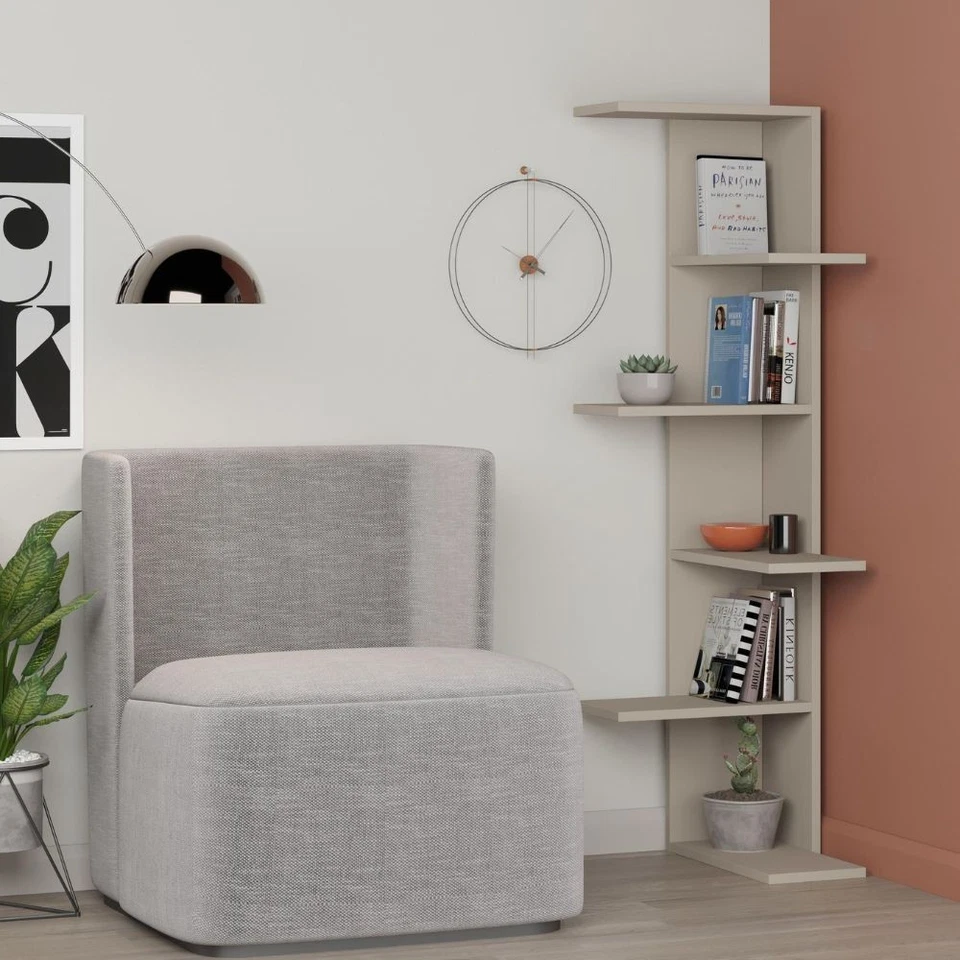 Libreria angolare Saso 5 ripiani colore cashmere - Immagine 2 di 4