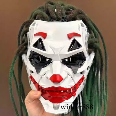 Joker Full Face Masks Resin Cosplay Props w/Dreadlocks Punk Style