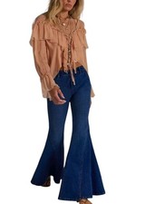 Free People We The Free Marque Flare Jeans Light Wash Size 26 Boho Preppy Wide