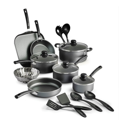 Tramontina 18-Piece Primaware Cookware Set   Non-Stick, Steel Gray