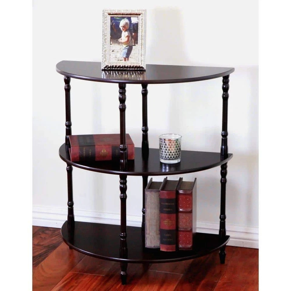 End Table Espresso Brown Wood 3-Tier 26 in. H x 11.8 in. W x 23.25 in. L - Image 4 of 4