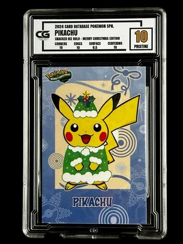 2024 Pokémon CG 10 Pristine PIKACHU Christmas Data TCG XMAS Holiday CGC PSA 8