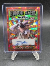 2025 Leaf Baseball Nation Leo De Vries Bonus Baby Red Crystal Auto 1/4