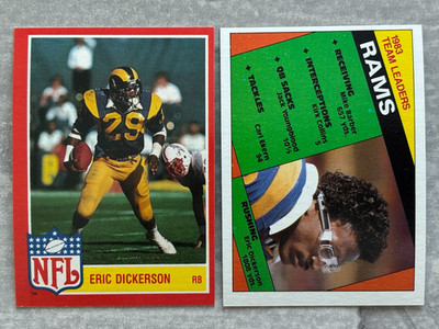 (2) 1984 & 1985 Topps Star ERIC DICKERSON Football Rookie & 2nd Year NFL Cards