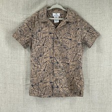 Tommy Bahama Kids Short Sleeve Button Down Shirt Tan Leaf Print Size M 7-8