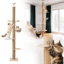 Floor-to-Ceiling Cat Tree Tower Height 106" - 112" w/ Condo Scratching Posts
