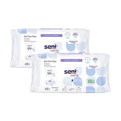 Seni Care Delicate Cleansing Feuchttücher - 2x48 Stück, vegan, wasserbasiert