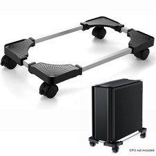Mobile CPU Stand PC Case Computer Tower Holder Heat Dissipation Holder W/ Wheels