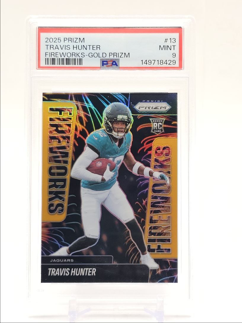 Travis Hunter Panini Prizm Fireworks #13 Gold Prizm