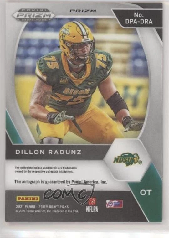 2021 Panini Prizm Draft Picks Orange Ice Dillon Radunz #DPA-DRA Rookie Auto RC - Image 2 of 2
