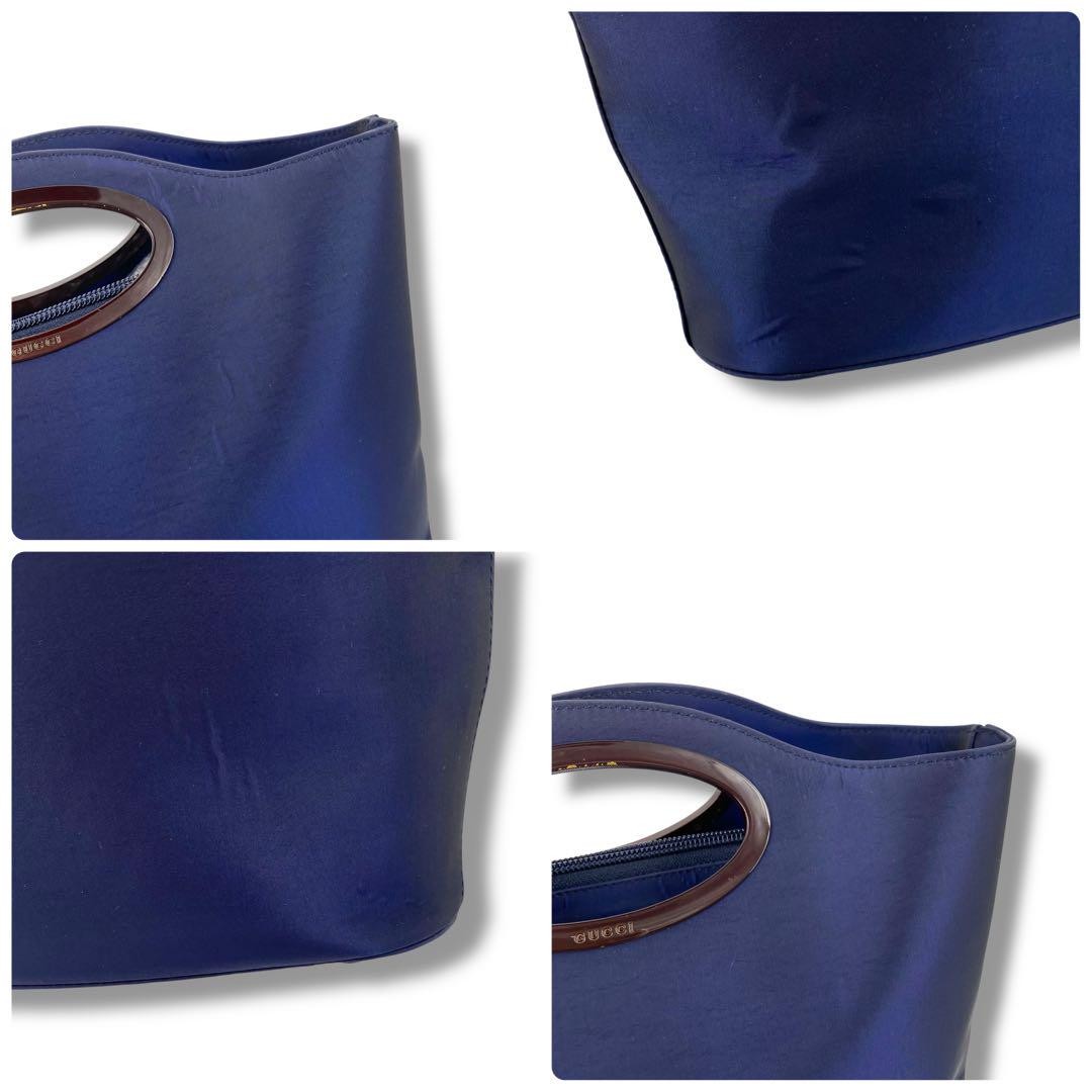 バッグ vintage gucci satin handbag navy Vintage Gucci Handbag Satin Navy Luxury Designers 30×30×10cm