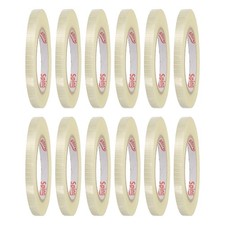 12 Rolls Filament Strapping Tape, 3/8"x54.7yd Fiberglass Mesh Packaging