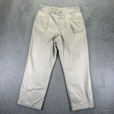 Tommy Hilfiger Pant Mens 34x30 Beige Cotton Chino Straight Pleated Preppy Career