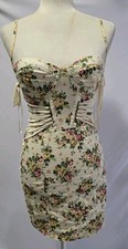 Topshop Lace Up Corset Floral Mini Dress Cream Rose Print Coquette Cottagecore 4