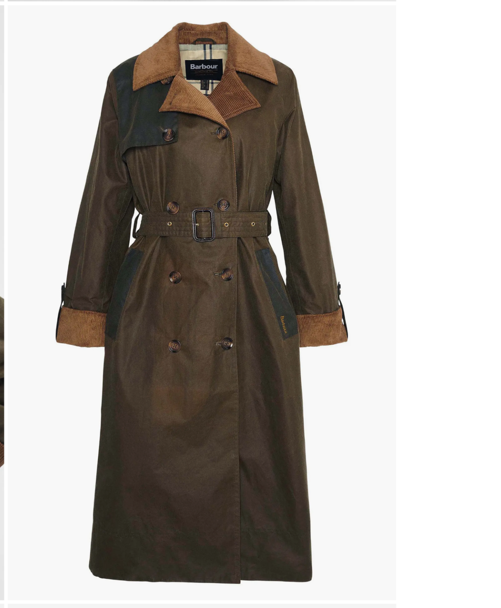 Barbour Brackley Waxed Cotton Trench Coat MSRP$680 British Chic | eBay